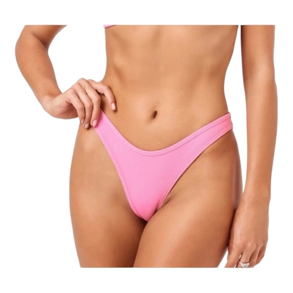 L*Space Ribbed Whiplash Bitsy Bikini Bottom in Guava NWT